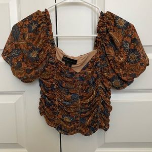House of Harlow 1960, cropped blouse with floral design, size XS